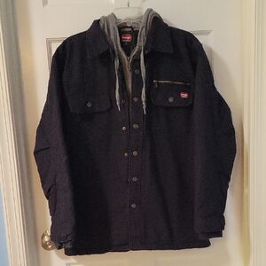 Wrangler Black Lightweight Shirt Jacket with Hood